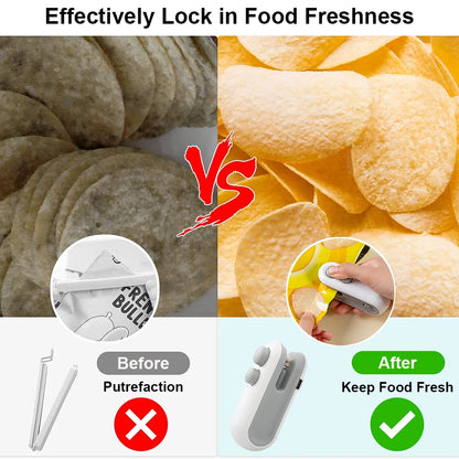 Mini Plastic Bag Sealer Rechargeable 2 in 1 Bag Heat Sealer with Cutter Portable Thermal Sealer Plastic Bags Sealant Machine