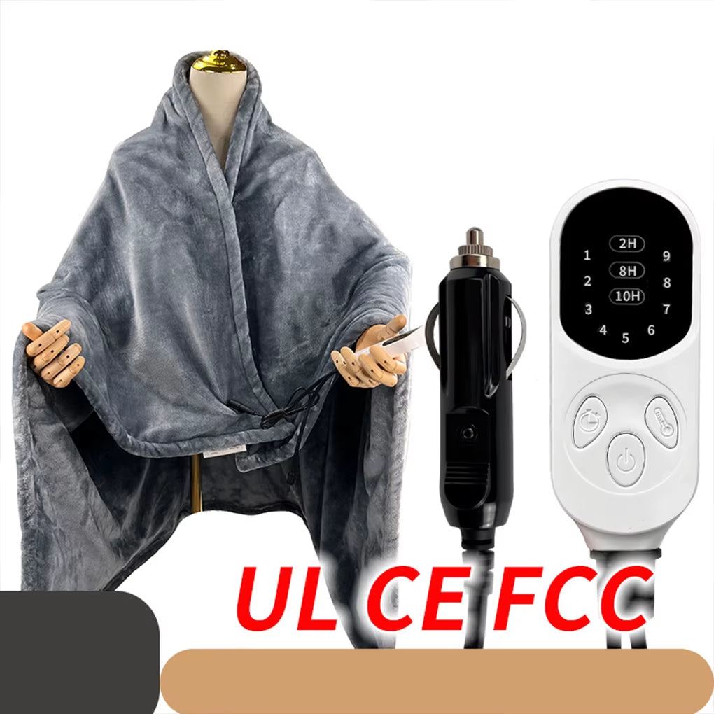 Electric Heated Blanket 9 Heating Levels Flannel Heated Blanket Portable Flannel Blanket Quickly Heated Cape Pad