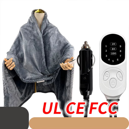 Electric Heated Blanket 9 Heating Levels Flannel Heated Blanket Portable Flannel Blanket Quickly Heated Cape Pad