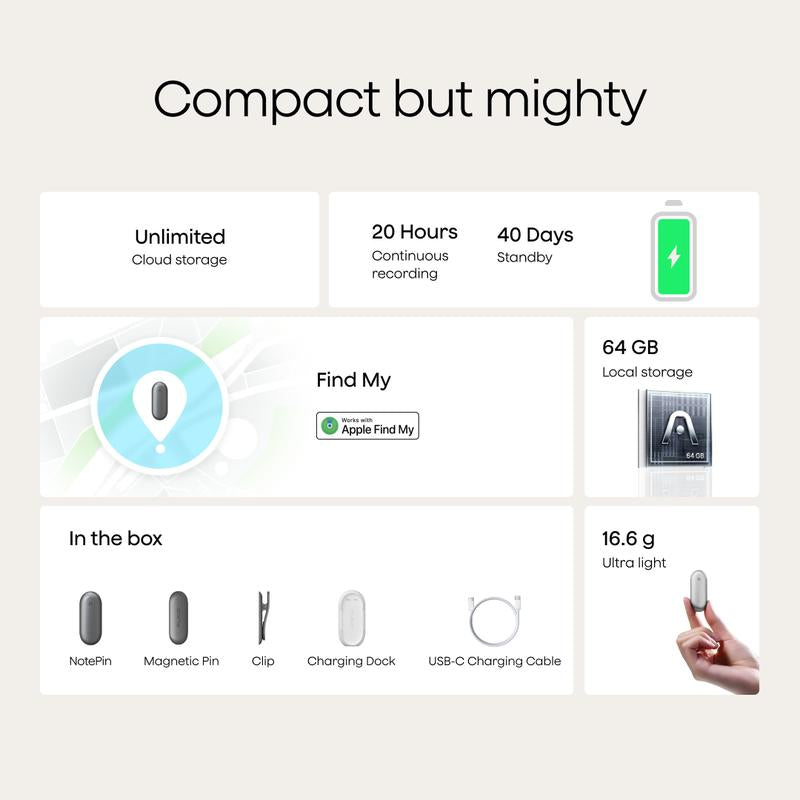Plaud Notepin Voice Recorder, Transcribe & Summarize Support 112 Languages, Gifts for Him, Gifts for Her