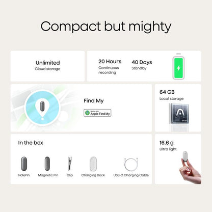 Plaud Notepin Voice Recorder, Transcribe & Summarize Support 112 Languages, Gifts for Him, Gifts for Her